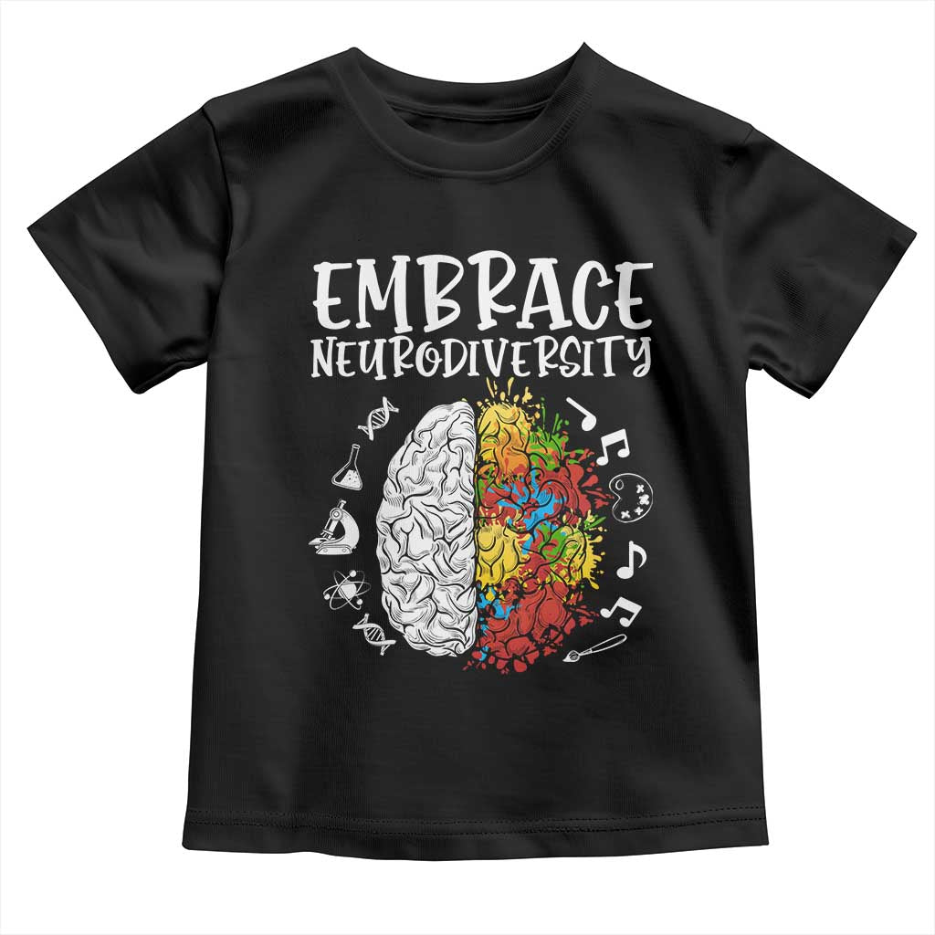 Embrace Neurodiversity Toddler T Shirt Autism Awareness ASD ADHD Acceptance TS02 Black Print Your Wear
