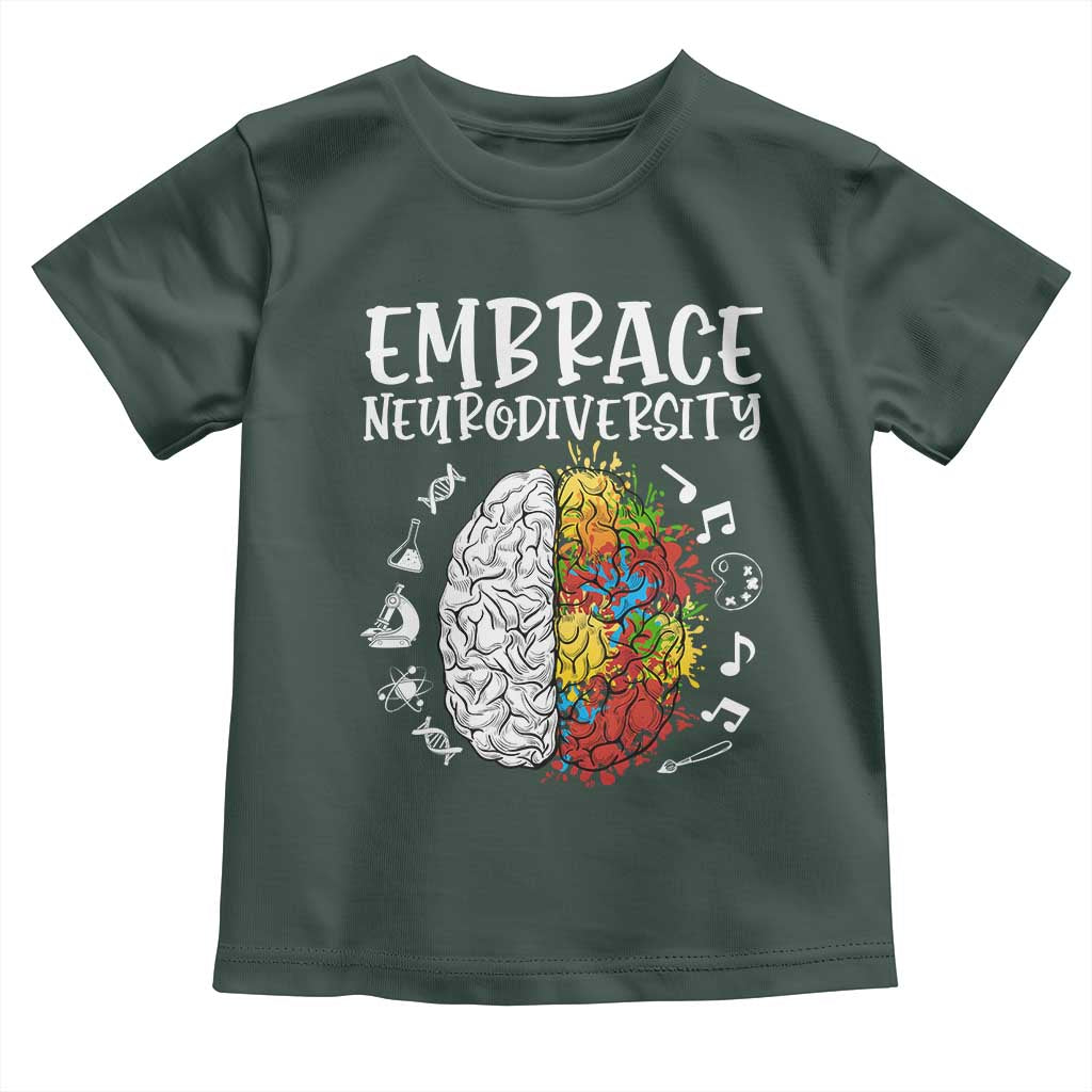 Embrace Neurodiversity Toddler T Shirt Autism Awareness ASD ADHD Acceptance TS02 Dark Forest Green Print Your Wear