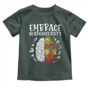 Embrace Neurodiversity Toddler T Shirt Autism Awareness ASD ADHD Acceptance TS02 Dark Forest Green Print Your Wear