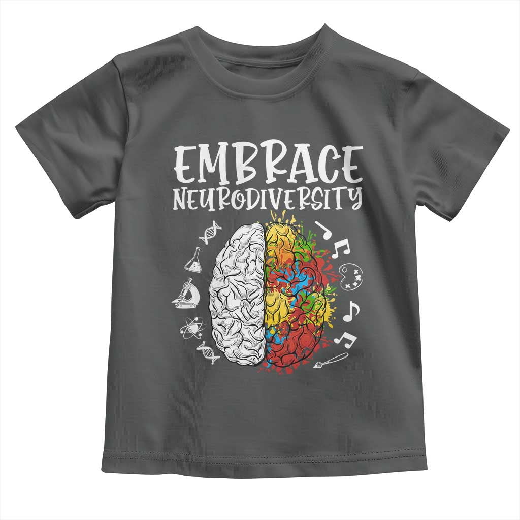 Embrace Neurodiversity Toddler T Shirt Autism Awareness ASD ADHD Acceptance TS02 Dark Heather Print Your Wear