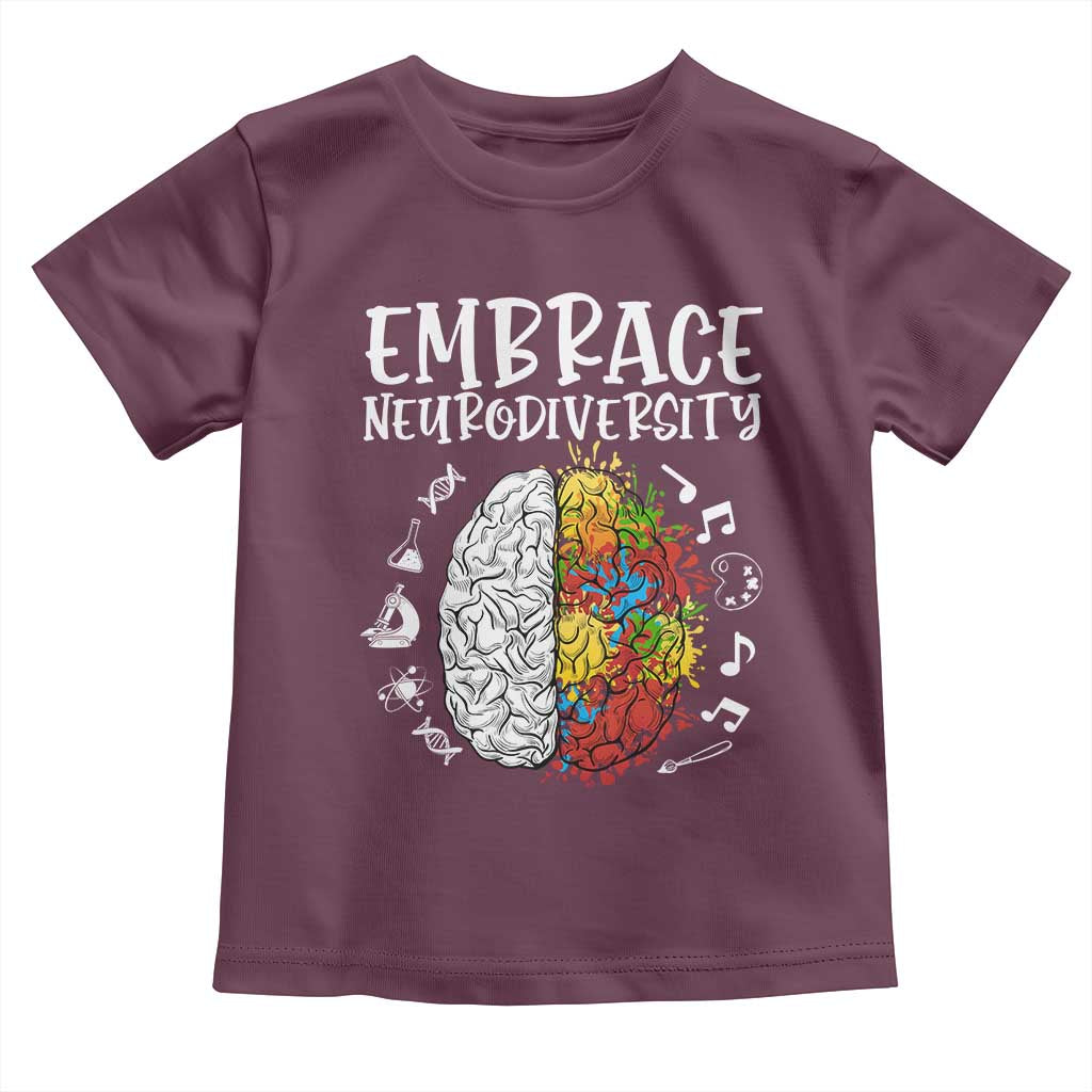 Embrace Neurodiversity Toddler T Shirt Autism Awareness ASD ADHD Acceptance TS02 Maroon Print Your Wear