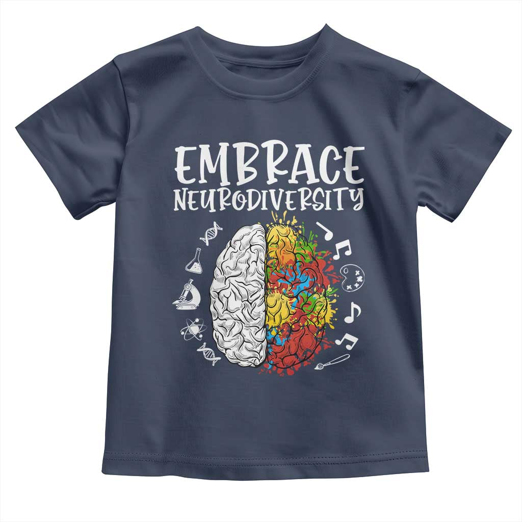 Embrace Neurodiversity Toddler T Shirt Autism Awareness ASD ADHD Acceptance TS02 Navy Print Your Wear