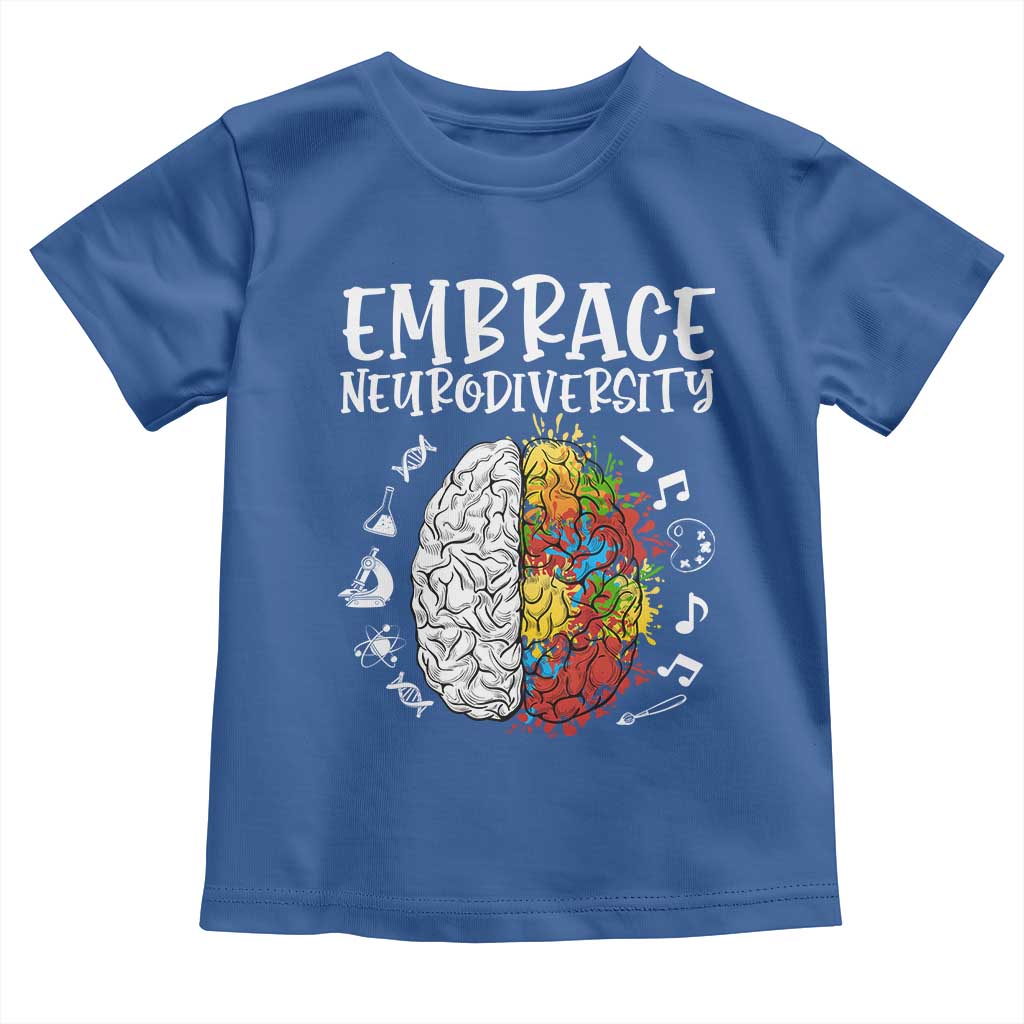 Embrace Neurodiversity Toddler T Shirt Autism Awareness ASD ADHD Acceptance TS02 Royal Blue Print Your Wear