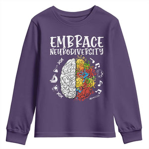 Embrace Neurodiversity Youth Sweatshirt Autism Awareness ASD ADHD Acceptance TS02 Purple Print Your Wear
