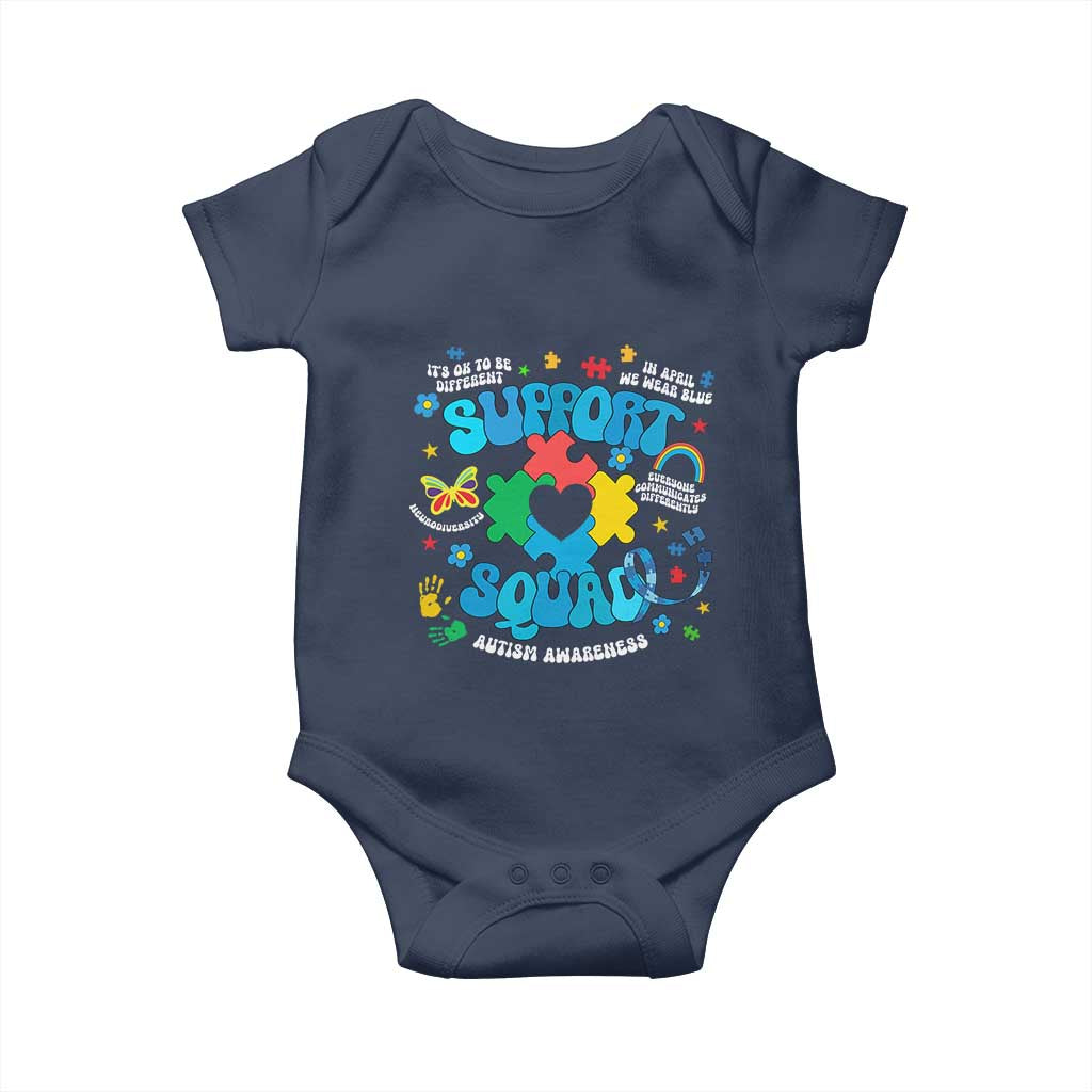 Autism Awareness Support Squad Baby Onesie In April We Wear Blue TS02 Navy Print Your Wear