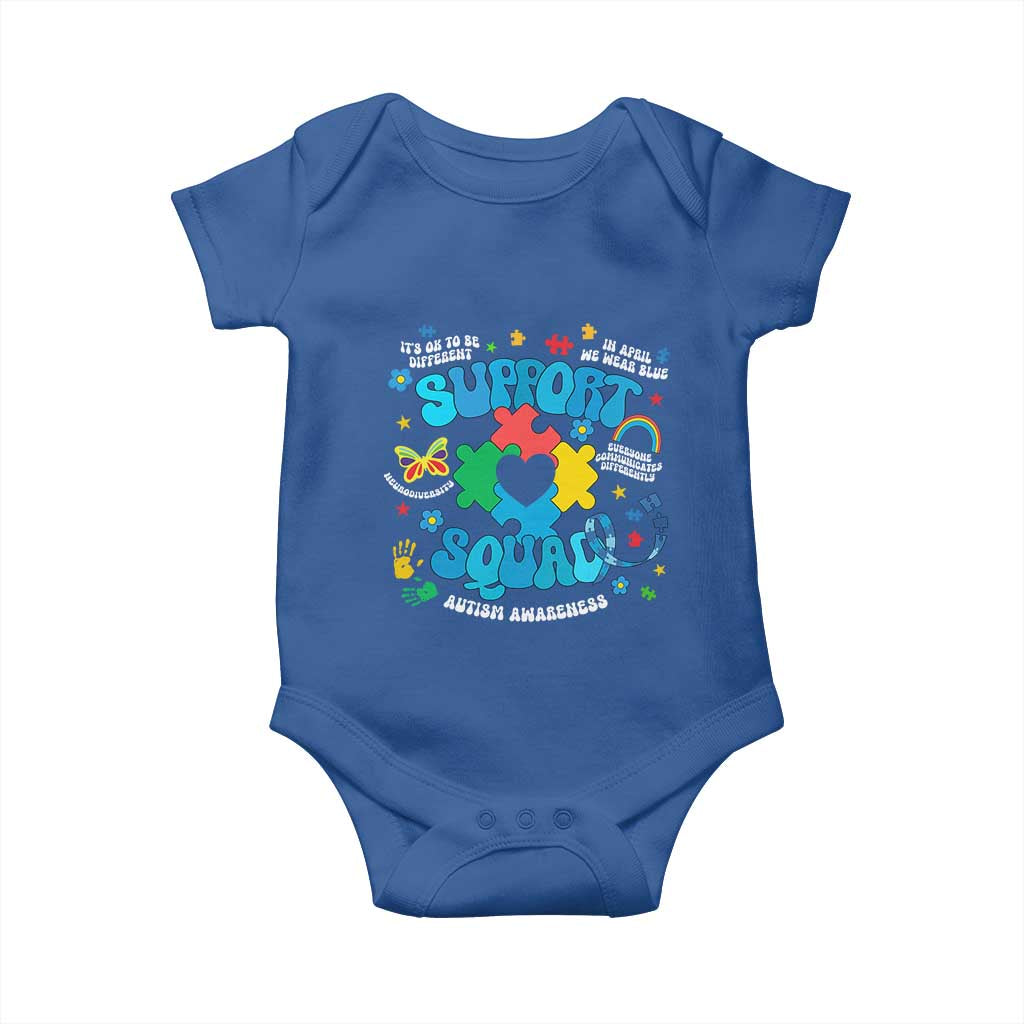 Autism Awareness Support Squad Baby Onesie In April We Wear Blue TS02 Royal Blue Print Your Wear