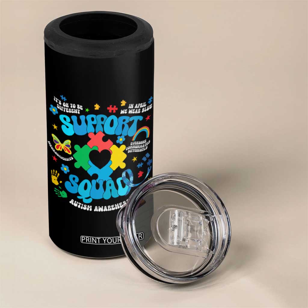 Autism Awareness Support Squad 4 in 1 Can Cooler Tumbler In April We Wear Blue TS02 Print Your Wear