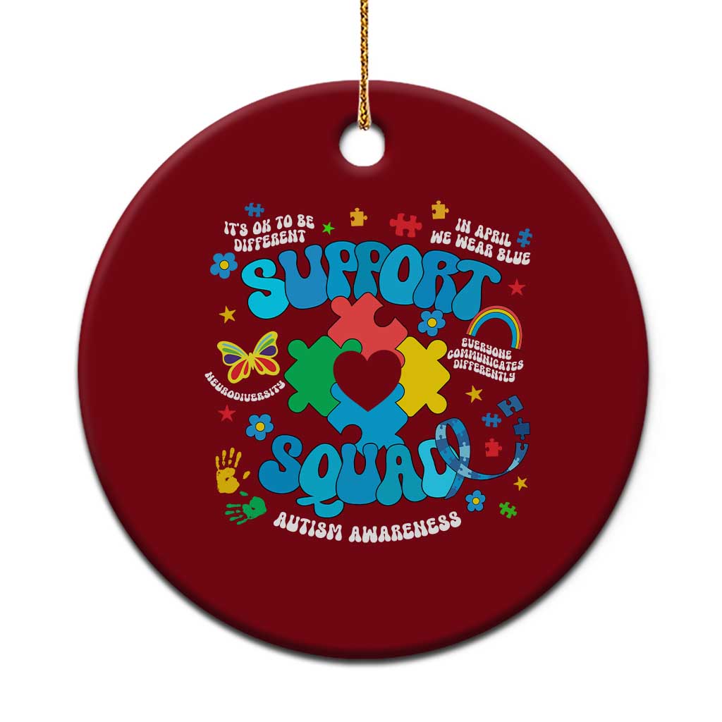 Autism Awareness Support Squad Ceramic Ornament In April We Wear Blue TS02 1pc Red Print Your Wear