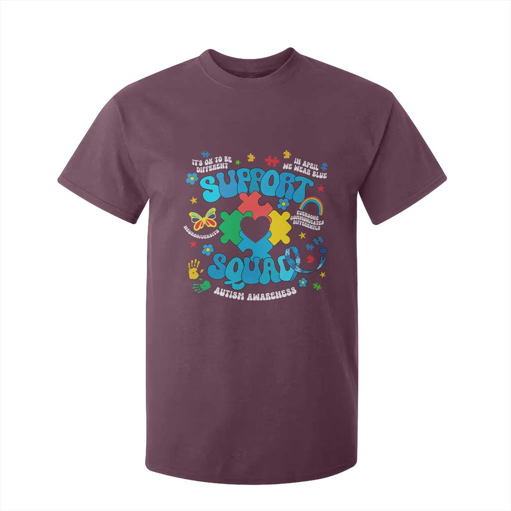 Autism Awareness Support Squad T Shirt For Kid In April We Wear Blue TS02 Maroon Print Your Wear