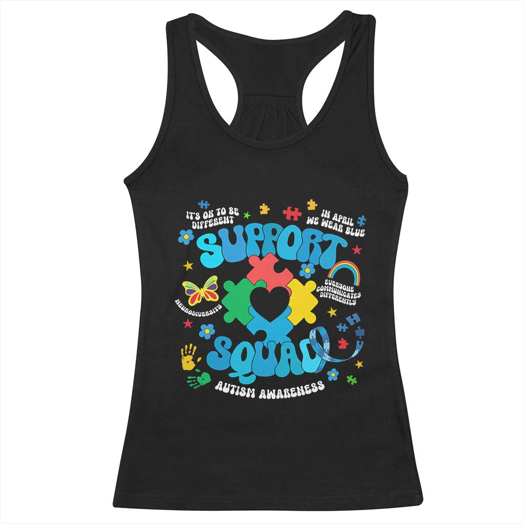 Autism Awareness Support Squad Racerback Tank Top In April We Wear Blue TS02 Black Print Your Wear