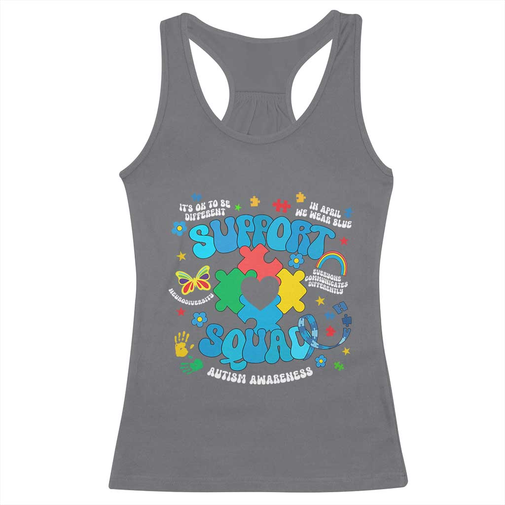 Autism Awareness Support Squad Racerback Tank Top In April We Wear Blue TS02 Charcoal Print Your Wear