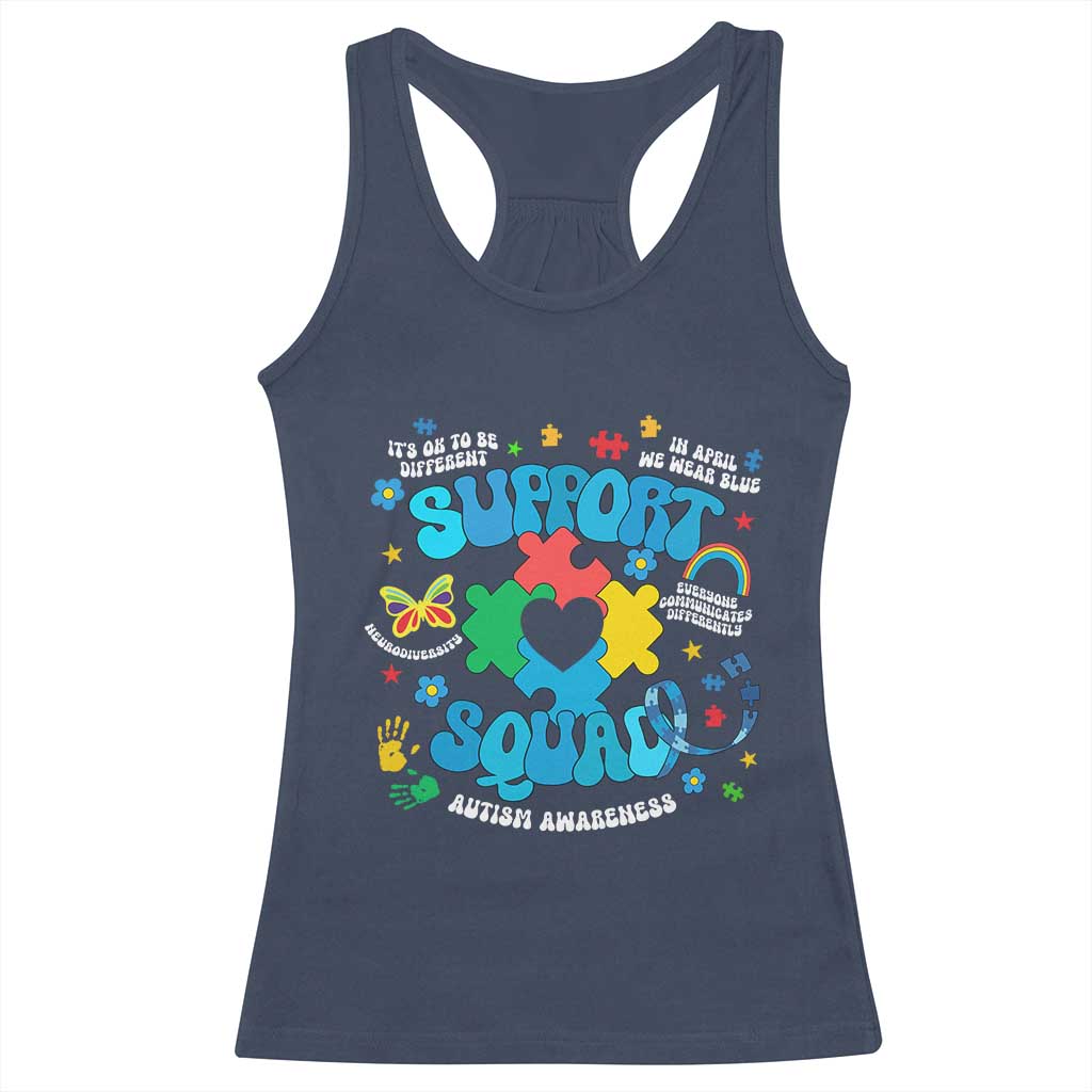 Autism Awareness Support Squad Racerback Tank Top In April We Wear Blue TS02 Navy Print Your Wear