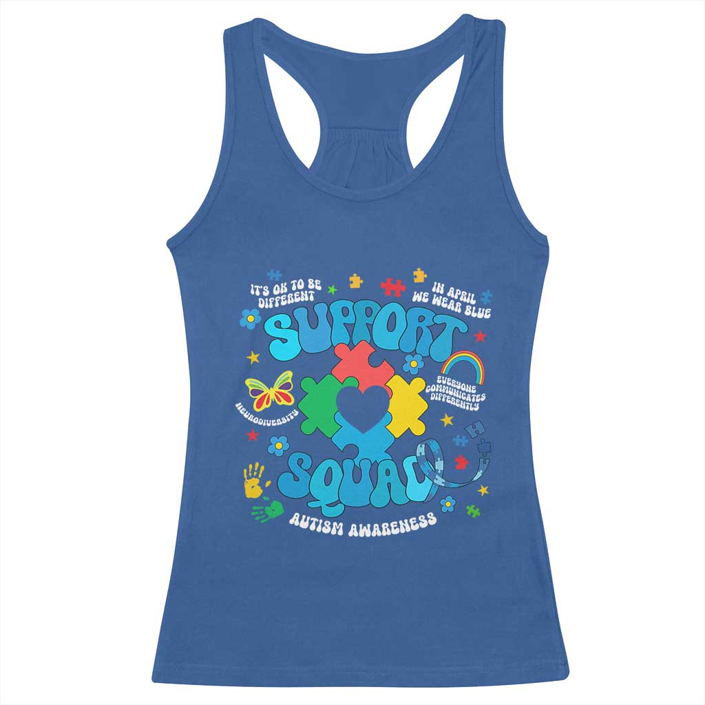 Autism Awareness Support Squad Racerback Tank Top In April We Wear Blue TS02 Royal Blue Print Your Wear