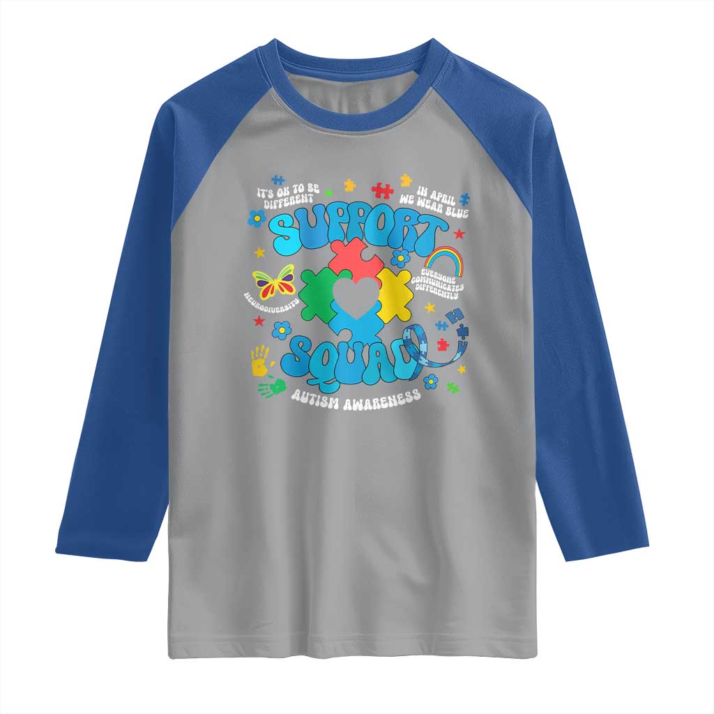 Autism Awareness Support Squad Raglan Shirt In April We Wear Blue TS02 Sport Gray Royal Print Your Wear