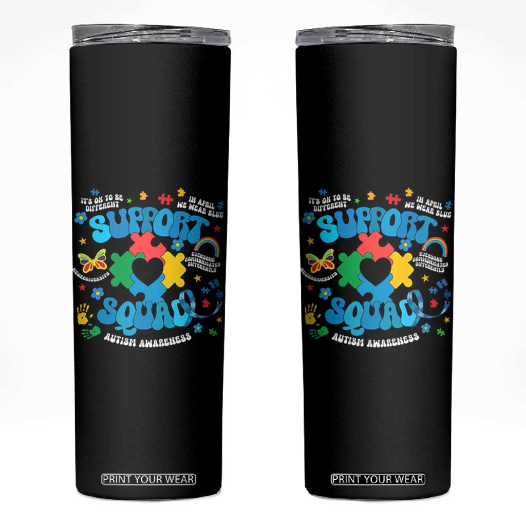 Autism Awareness Support Squad Skinny Tumbler In April We Wear Blue TS02 Black Print Your Wear