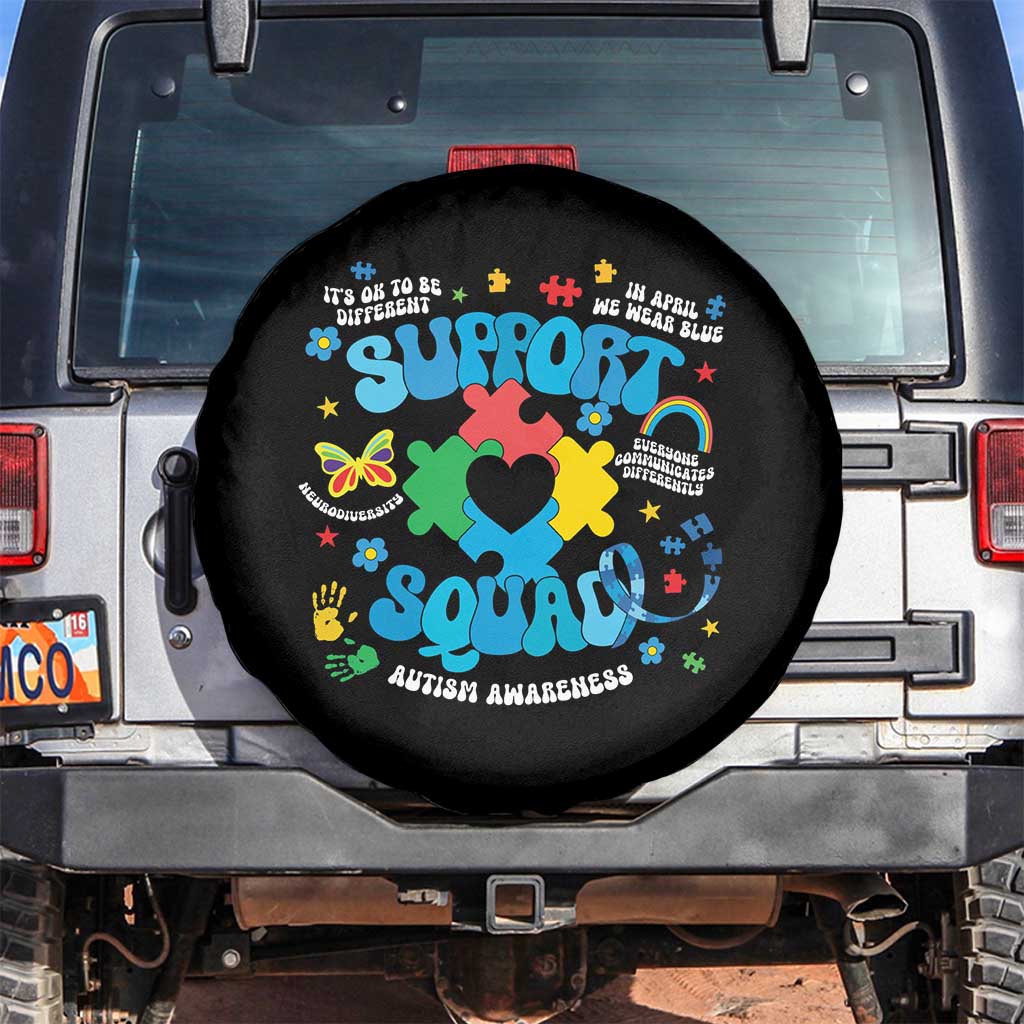 Autism Awareness Support Squad Spare Tire Cover In April We Wear Blue TS02 No hole Black Print Your Wear