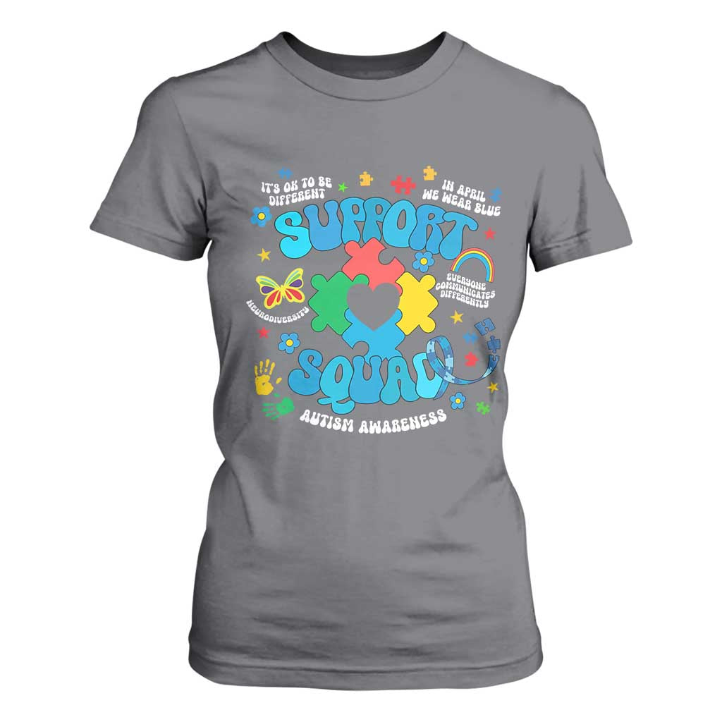 Autism Awareness Support Squad T Shirt For Women In April We Wear Blue TS02 Charcoal Print Your Wear