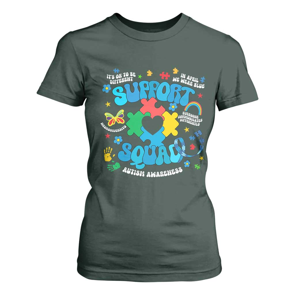 Autism Awareness Support Squad T Shirt For Women In April We Wear Blue TS02 Dark Forest Green Print Your Wear