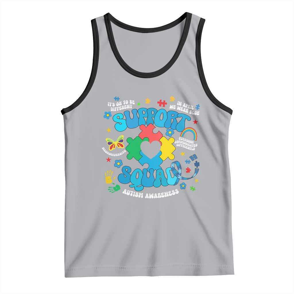 Autism Awareness Support Squad Tank Top In April We Wear Blue TS02 Athletic Heather Black Print Your Wear