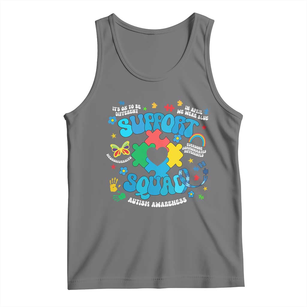 Autism Awareness Support Squad Tank Top In April We Wear Blue TS02 Black Heather Print Your Wear