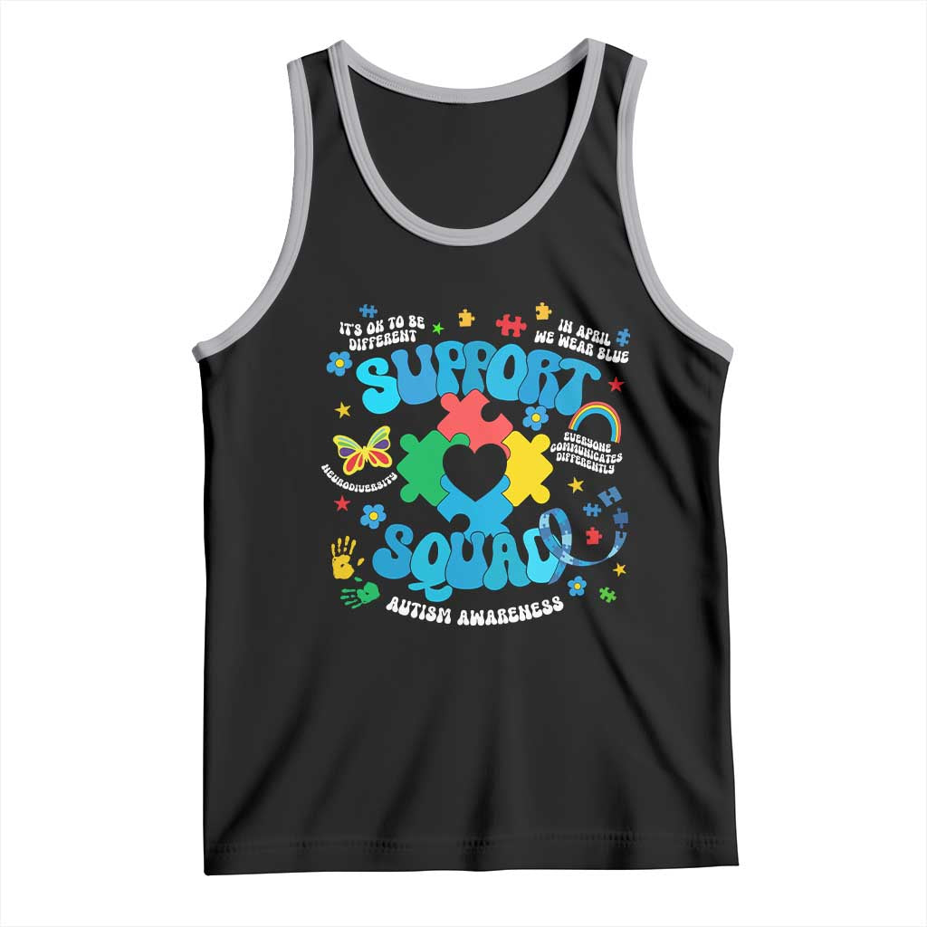 Autism Awareness Support Squad Tank Top In April We Wear Blue TS02 Black Athletic Heather Print Your Wear