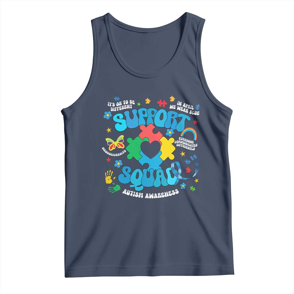 Autism Awareness Support Squad Tank Top In April We Wear Blue TS02 Navy Print Your Wear
