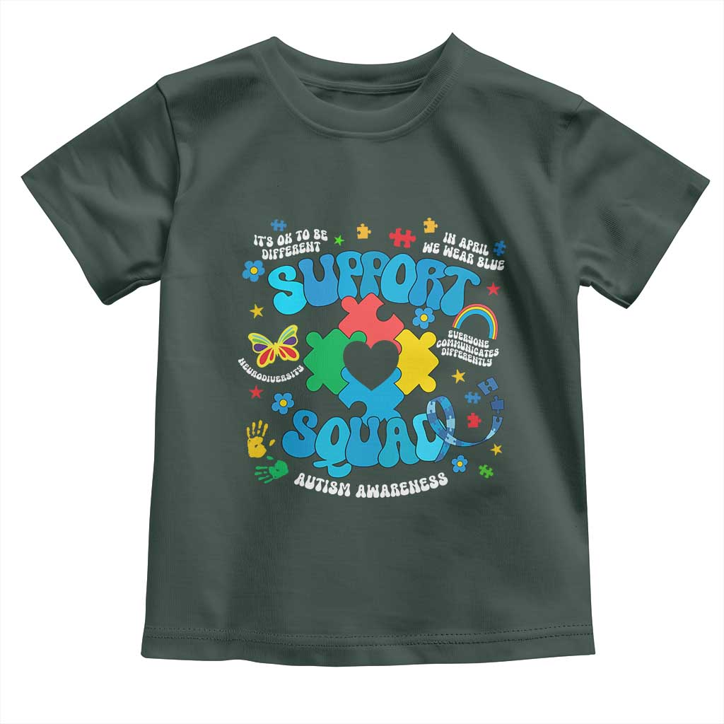 Autism Awareness Support Squad Toddler T Shirt In April We Wear Blue TS02 Dark Forest Green Print Your Wear