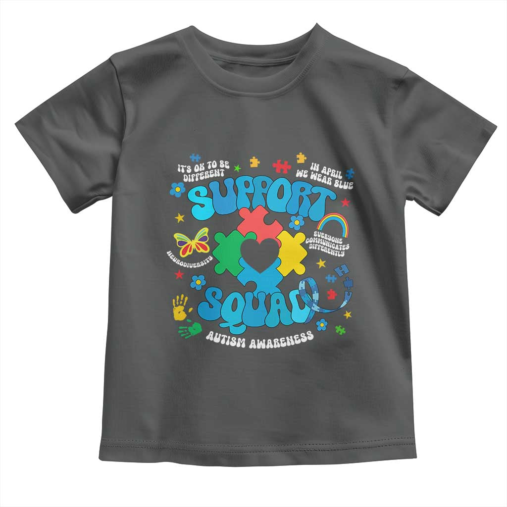Autism Awareness Support Squad Toddler T Shirt In April We Wear Blue TS02 Dark Heather Print Your Wear