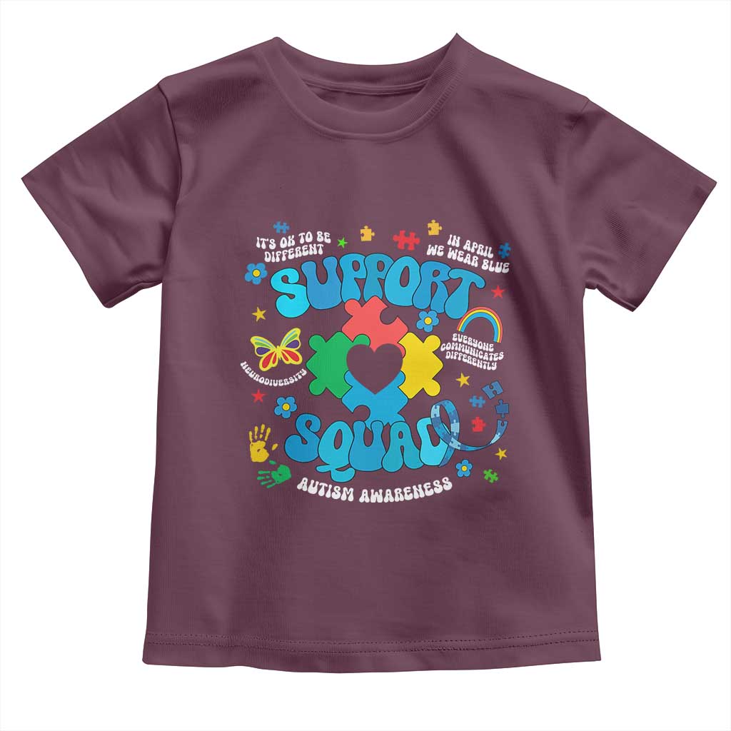 Autism Awareness Support Squad Toddler T Shirt In April We Wear Blue TS02 Maroon Print Your Wear