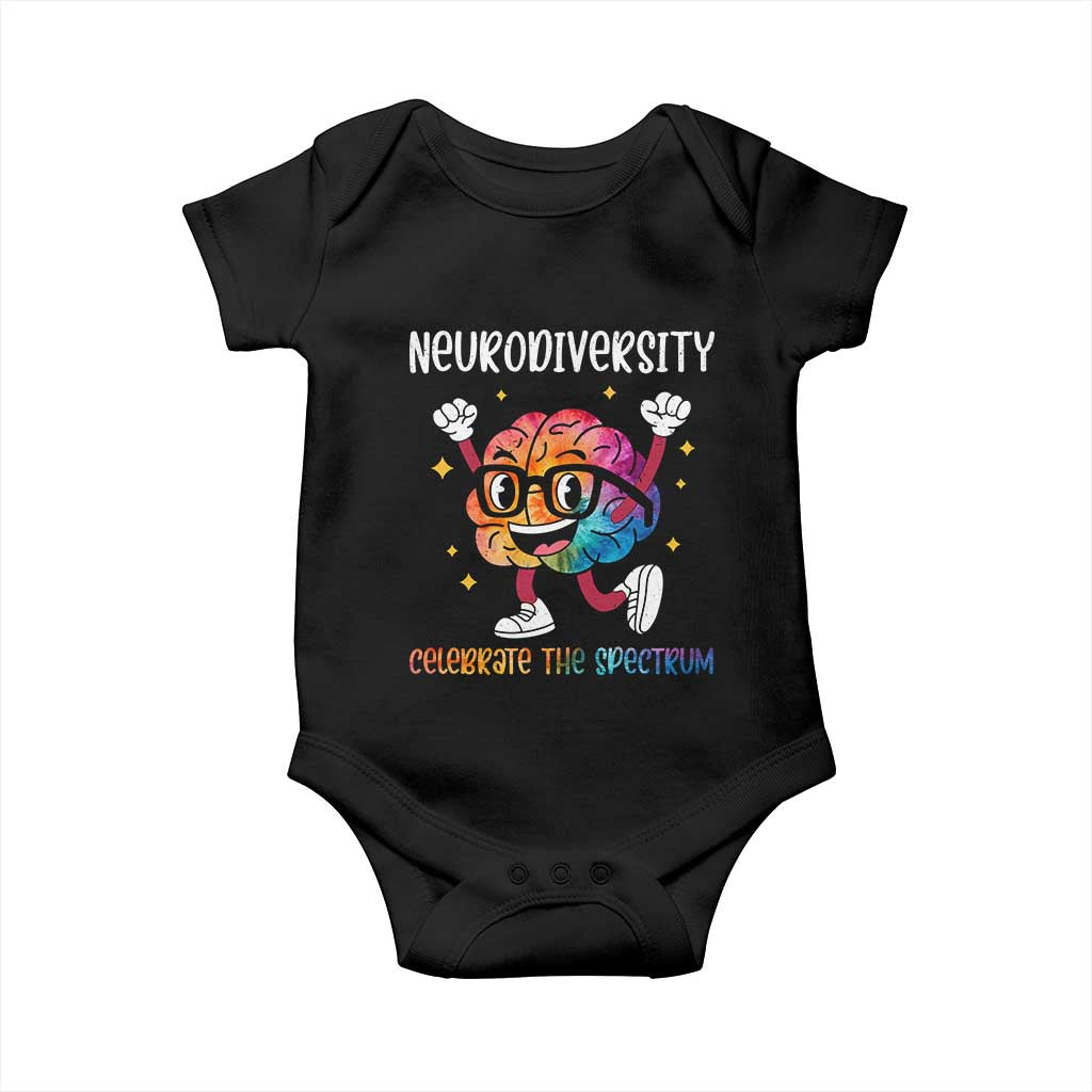 Neurodiversity Brain Baby Onesie Celebrate The Spectrum Autism Acceptance ASD ADHD TS02 Black Print Your Wear
