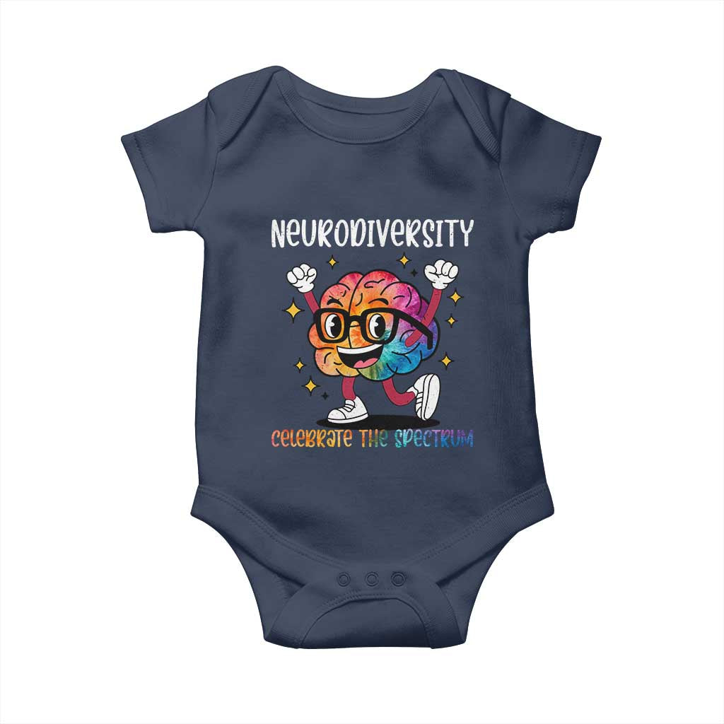 Neurodiversity Brain Baby Onesie Celebrate The Spectrum Autism Acceptance ASD ADHD TS02 Navy Print Your Wear
