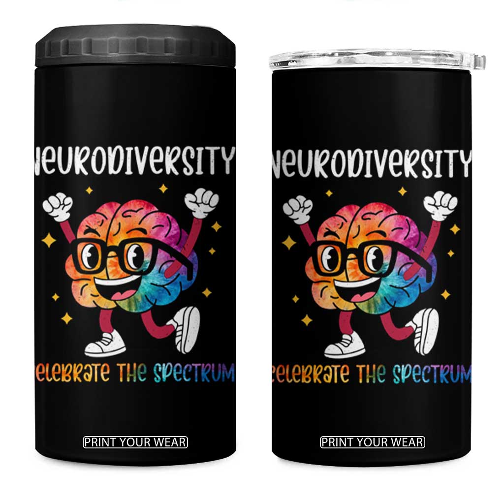 Neurodiversity Brain 4 in 1 Can Cooler Tumbler Celebrate The Spectrum Autism Acceptance ASD ADHD TS02 One Size: 16 oz Black Print Your Wear