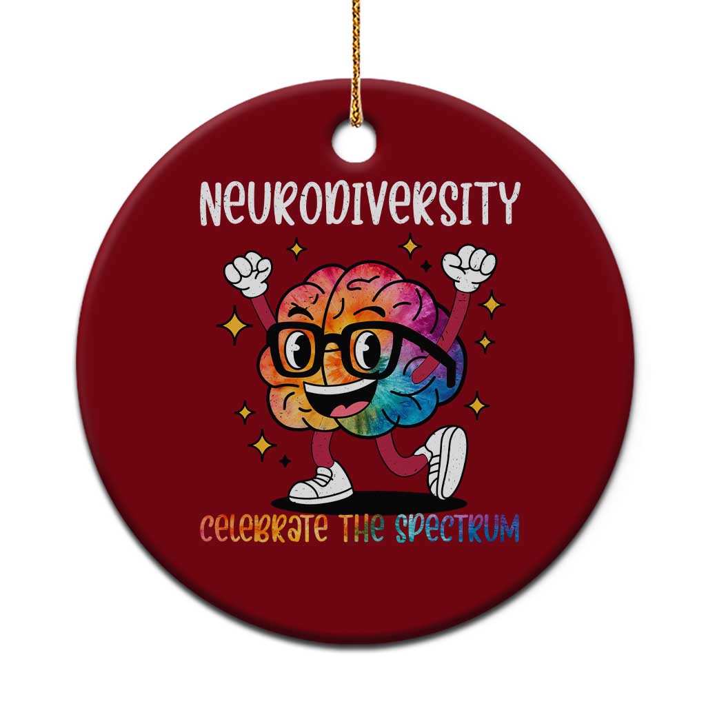 Neurodiversity Brain Ceramic Ornament Celebrate The Spectrum Autism Acceptance ASD ADHD TS02 1pc Red Print Your Wear
