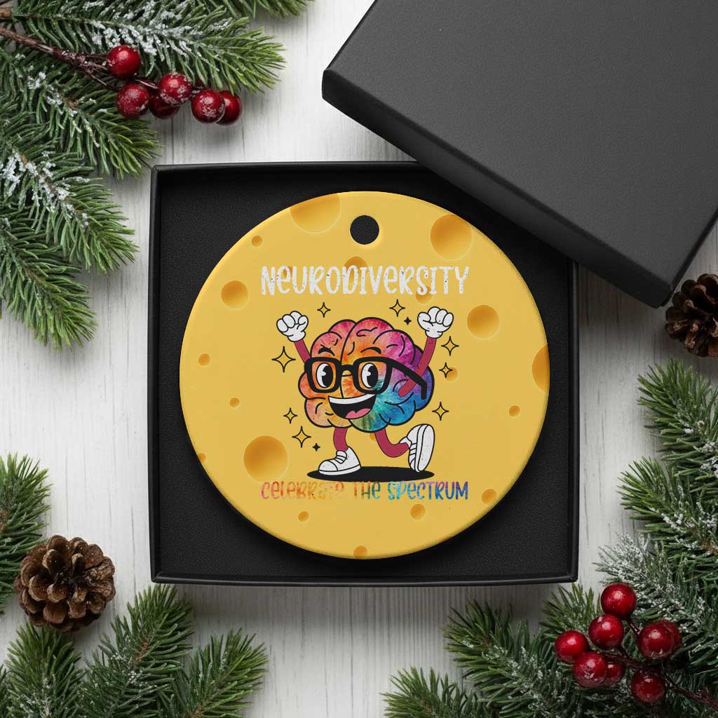 Neurodiversity Brain Ceramic Ornament Celebrate The Spectrum Autism Acceptance ASD ADHD TS02 1pc Yellow Cheese Print Your Wear