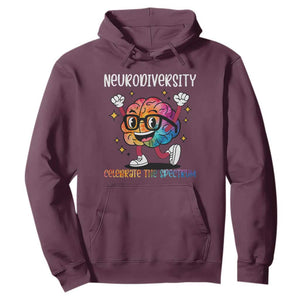 Neurodiversity Brain Hoodie Celebrate The Spectrum Autism Acceptance ASD ADHD TS02 Maroon Print Your Wear
