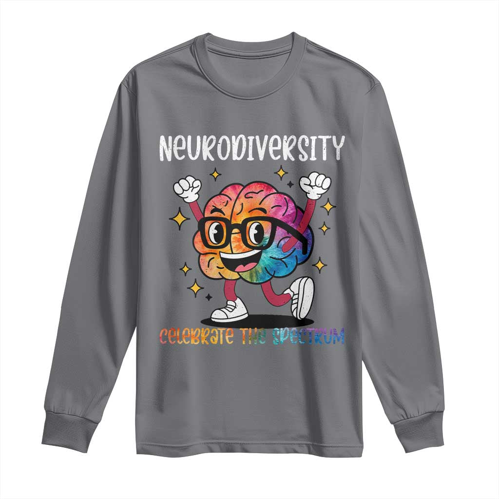Neurodiversity Brain Long Sleeve Shirt Celebrate The Spectrum Autism Acceptance ASD ADHD TS02 Charcoal Print Your Wear
