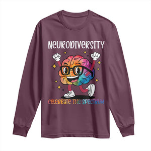 Neurodiversity Brain Long Sleeve Shirt Celebrate The Spectrum Autism Acceptance ASD ADHD TS02 Maroon Print Your Wear