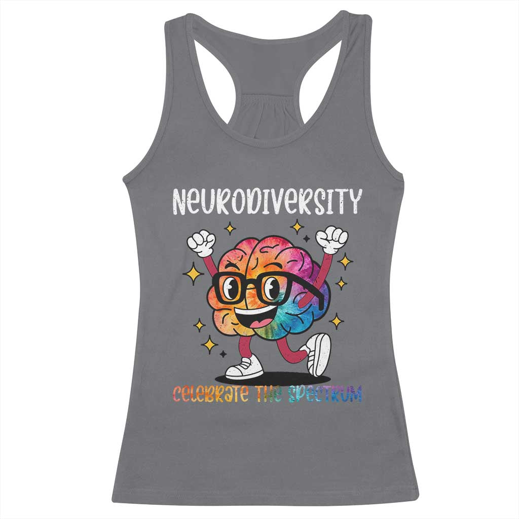 Neurodiversity Brain Racerback Tank Top Celebrate The Spectrum Autism Acceptance ASD ADHD TS02 Charcoal Print Your Wear