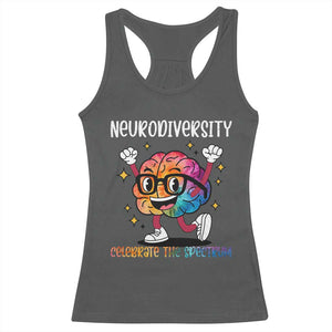 Neurodiversity Brain Racerback Tank Top Celebrate The Spectrum Autism Acceptance ASD ADHD TS02 Dark Heather Print Your Wear