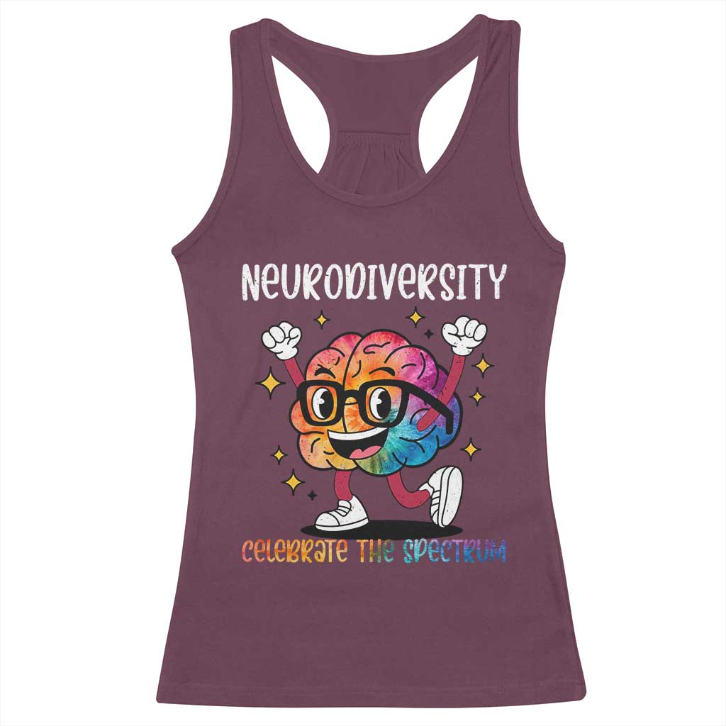 Neurodiversity Brain Racerback Tank Top Celebrate The Spectrum Autism Acceptance ASD ADHD TS02 Maroon Print Your Wear