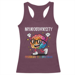 Neurodiversity Brain Racerback Tank Top Celebrate The Spectrum Autism Acceptance ASD ADHD TS02 Maroon Print Your Wear