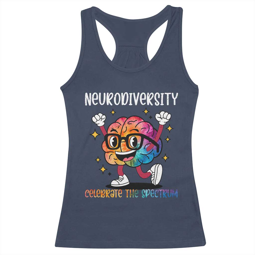 Neurodiversity Brain Racerback Tank Top Celebrate The Spectrum Autism Acceptance ASD ADHD TS02 Navy Print Your Wear
