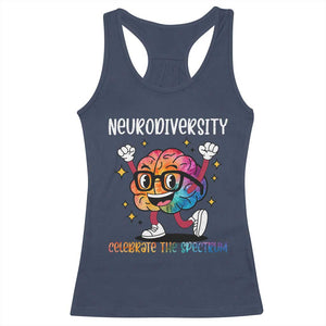 Neurodiversity Brain Racerback Tank Top Celebrate The Spectrum Autism Acceptance ASD ADHD TS02 Navy Print Your Wear
