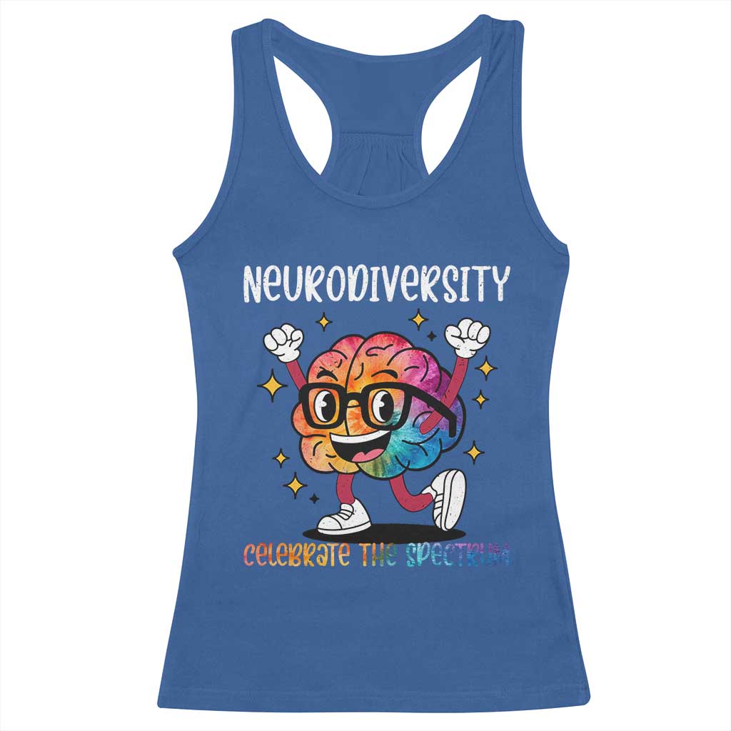 Neurodiversity Brain Racerback Tank Top Celebrate The Spectrum Autism Acceptance ASD ADHD TS02 Royal Blue Print Your Wear