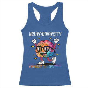 Neurodiversity Brain Racerback Tank Top Celebrate The Spectrum Autism Acceptance ASD ADHD TS02 Royal Blue Print Your Wear