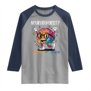 Neurodiversity Brain Raglan Shirt Celebrate The Spectrum Autism Acceptance ASD ADHD TS02 Sport Gray Navy Print Your Wear