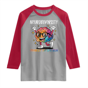 Neurodiversity Brain Raglan Shirt Celebrate The Spectrum Autism Acceptance ASD ADHD TS02 Sport Gray Red Print Your Wear