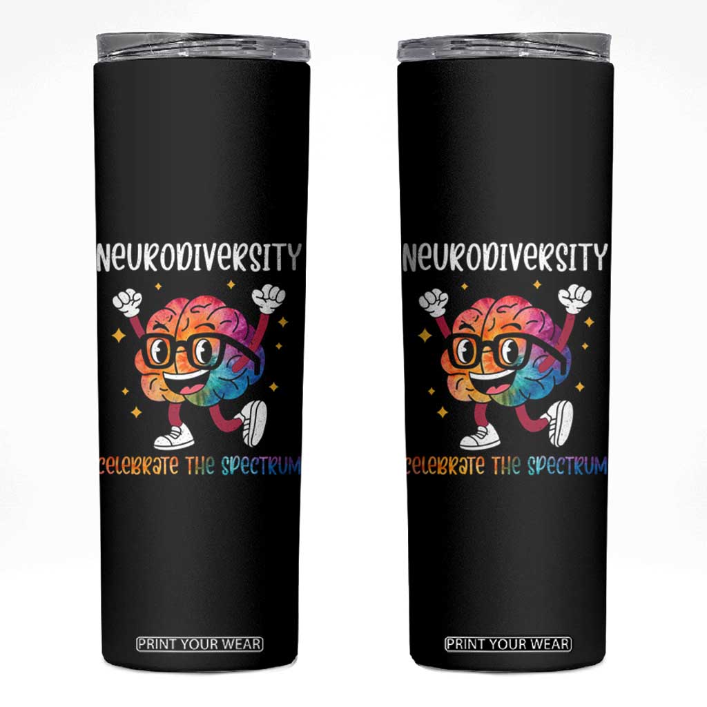 Neurodiversity Brain Skinny Tumbler Celebrate The Spectrum Autism Acceptance ASD ADHD TS02 Black Print Your Wear