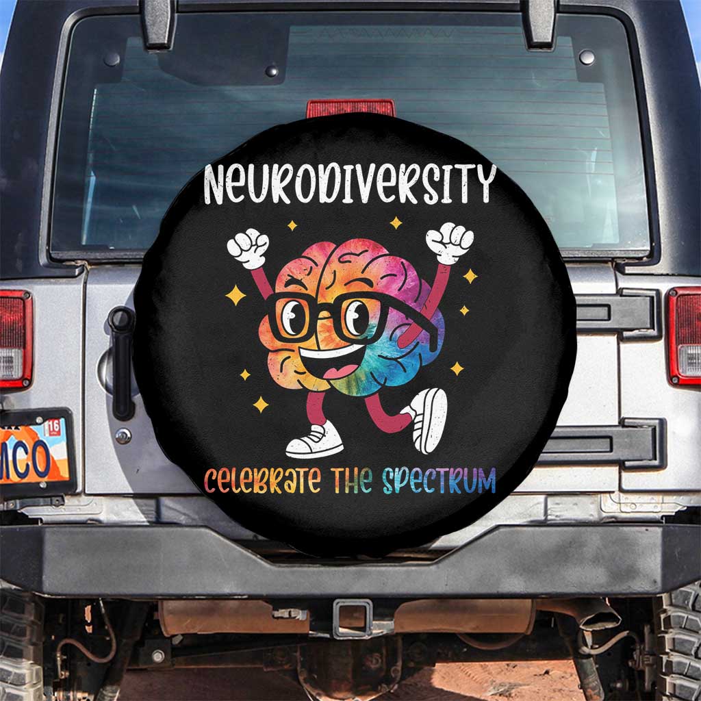 Neurodiversity Brain Spare Tire Cover Celebrate The Spectrum Autism Acceptance ASD ADHD TS02 No hole Black Print Your Wear