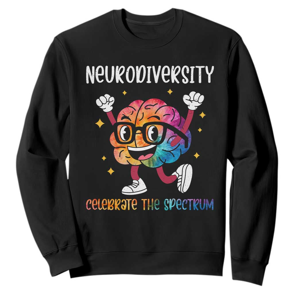 Neurodiversity Brain Sweatshirt Celebrate The Spectrum Autism Acceptance ASD ADHD TS02 Black Print Your Wear